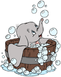 Dumbo enjoying a bubble bath