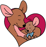 Kanga cradling Roo inside a heart
