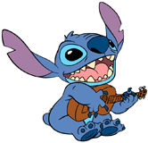 Stitch playing the ukulele