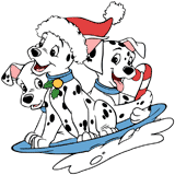 101 Dalmatians puppies sledding