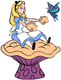 Alice sitting on a mushroom
