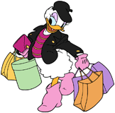Daisy Duck carrying shopping bags