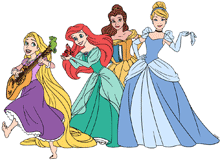 Ariel, Belle, Cinderella & Rapunzel