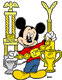 Mickey Mouse posing with awards