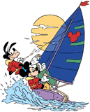 Mickey Mouse & Goofy sailing
