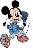 Mickey Mouse raking leaves