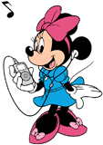 Minnie Mouse listening to music on her i-pod
