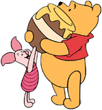 Piglet & Winnie the Pooh with a honey pot