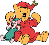 Winnie the Pooh & Piglet yawning in their pajamas