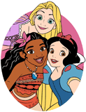 Rapunzel, Moana and Snow White