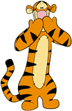 Tigger holding his hands to his mouth giggling