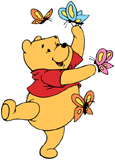 Winnie the Pooh surrounded by butterflies