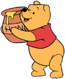 Winnie the Pooh hugging a honeypot