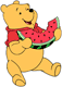 Winnie the Pooh eating watermelon