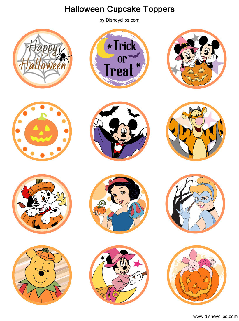 Printable Disney Halloween Cupcake Toppers | Disneyclips.com