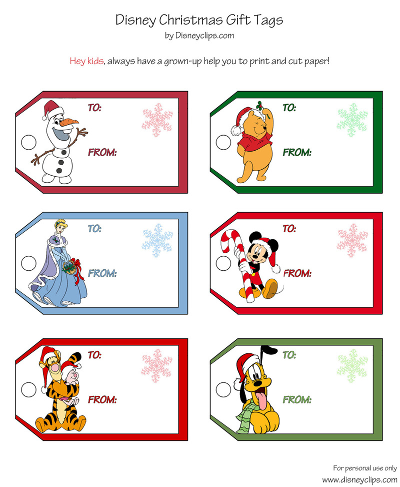 Disney Christmas Gift Tags PRINTABLE