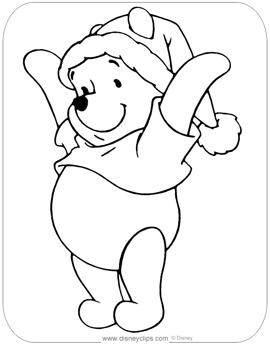 Winnie Pooh Christmas Coloring Pages