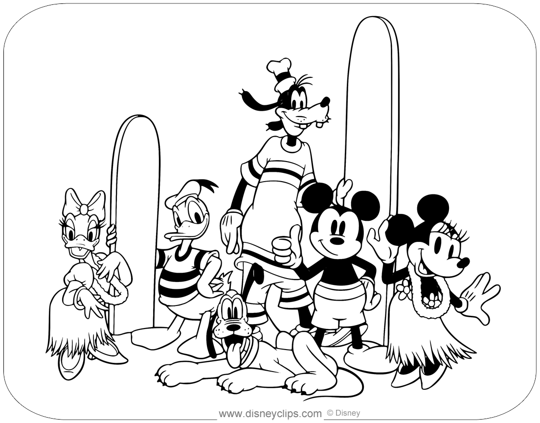 Classic Mickey And Friends Coloring Pages Disneyclips Com