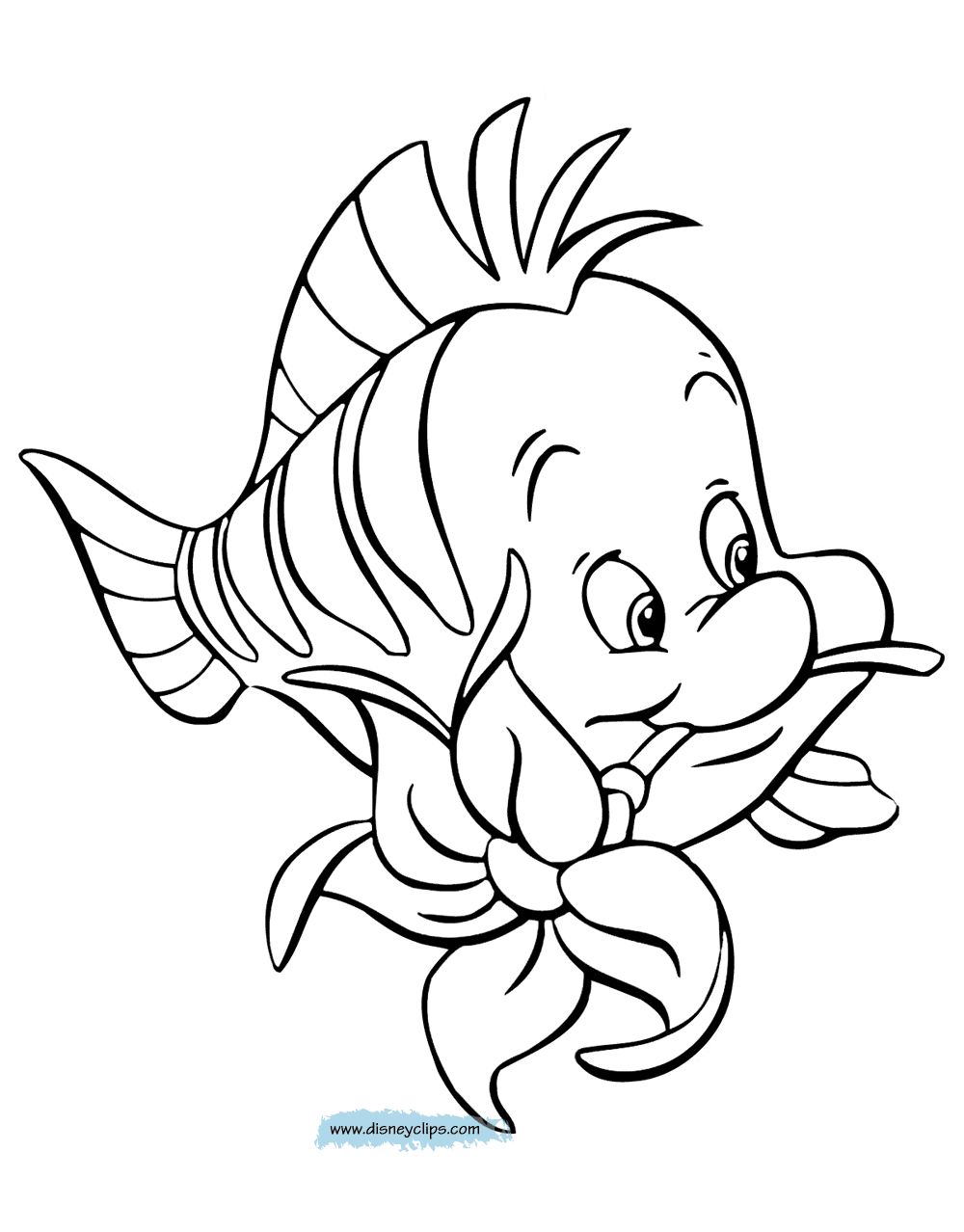 coloring page Flounder with a flower