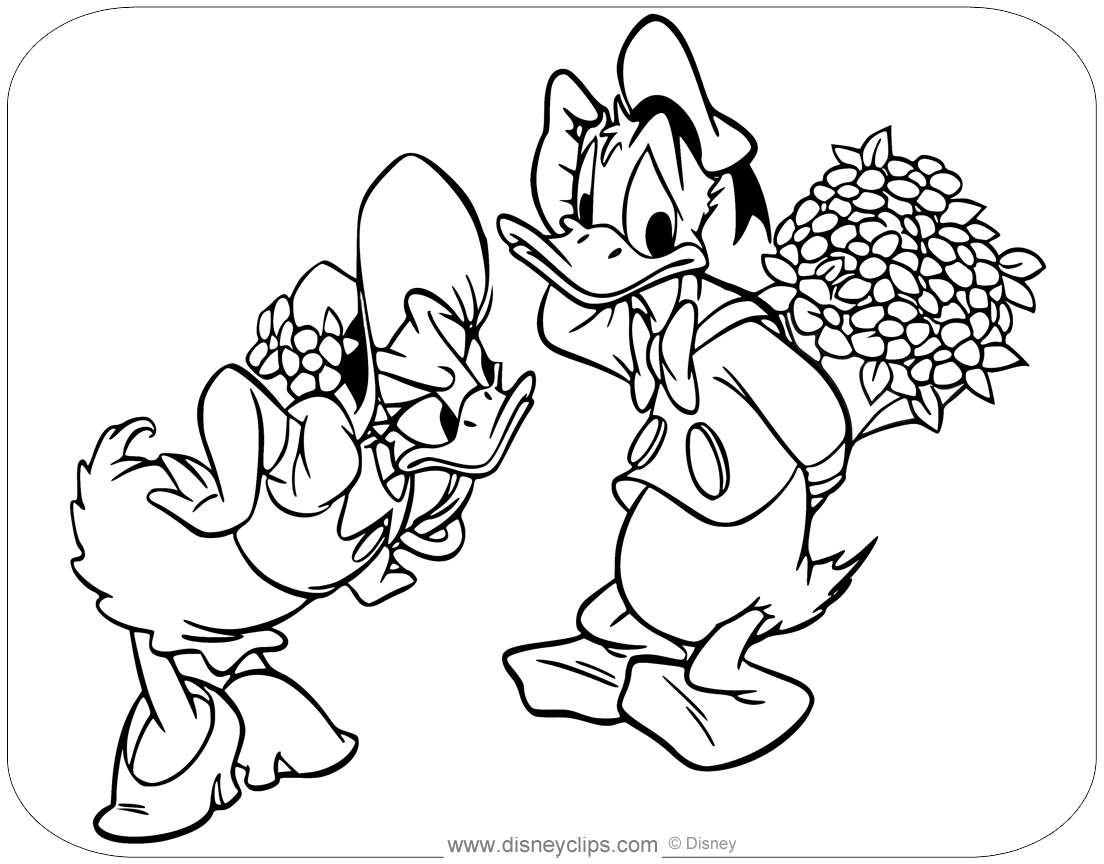 Donald and Daisy Duck Coloring Pages | Disneyclips.com