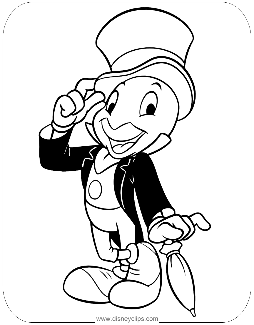Pinocchio Jiminy Cricket Excited Coloring Page Httpwe - vrogue.co