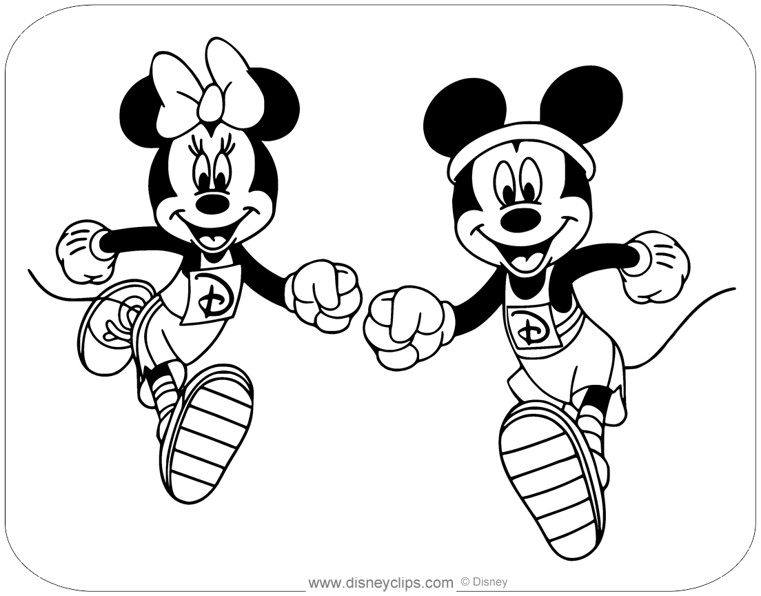 Mickey Mouse Minnie Coloring Book Clip Art - Rundisney - Running Cliparts  Transparent PNG