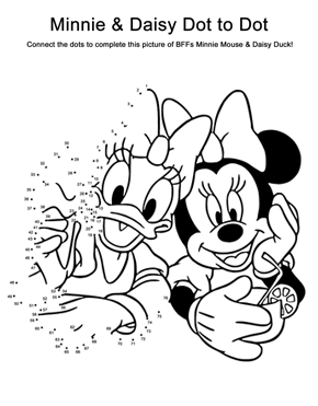 Minnie Mouse & Daisy Duck dot to dot coloring page game