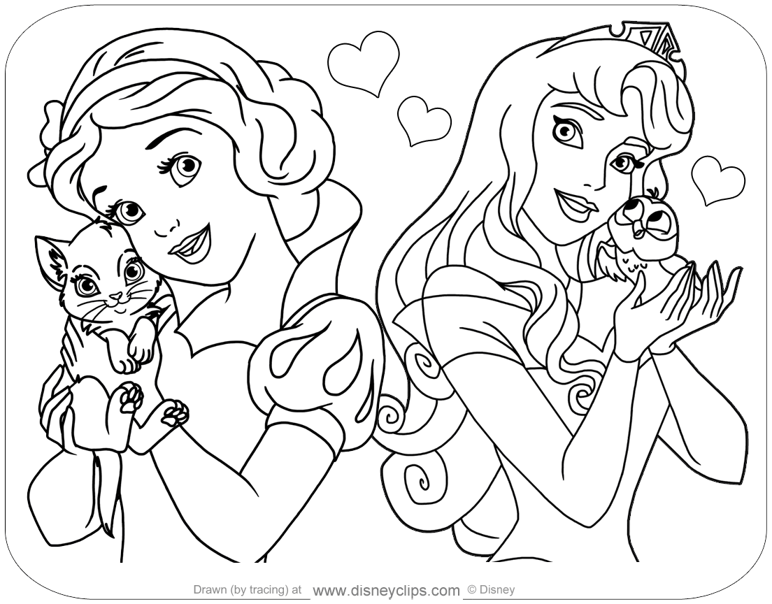 disney princesses group coloring pages