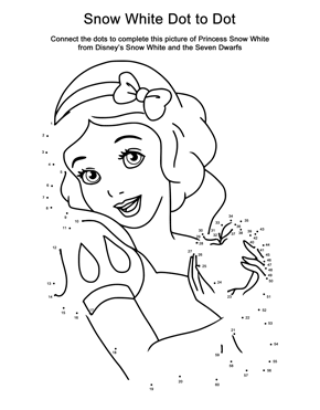 Snow White dot to dot coloring page game