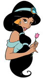 Princess Jasmine holding a tulip flower