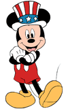 Mickey Mouse wearing Uncle Sam hat