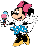 Minnie Mouse holding a red, white and blue ice cream cone