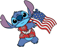 Stitch holding the American flag