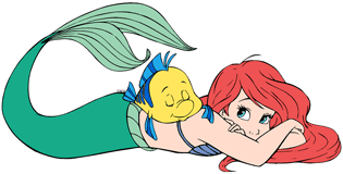 Ariel with Flounder sleeping on her back
