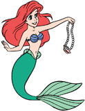 Ariel holding a seashell necklace