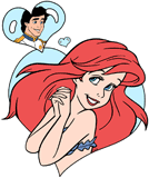 Ariel thinking of Eric with her hands clasped