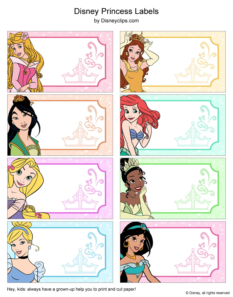 Free Disney Princess Printable Crafts: Stickers Notes Bookmarks